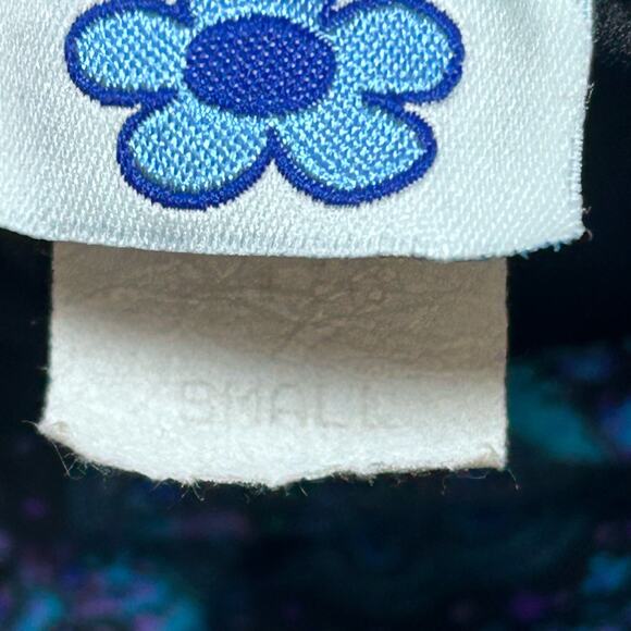 Y2K Vintage Dress Paisley Blue Purple Bodycon Ruffle Hem Retro Jewel Tone Small - Picture 7 of 12